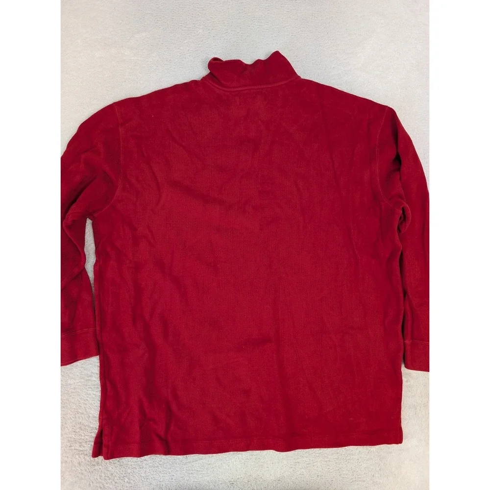 Polo Ralph Lauren‎ Sweater Mens 2XLT Red 1/4 Zip LS 100% Blue Pony Exclusive